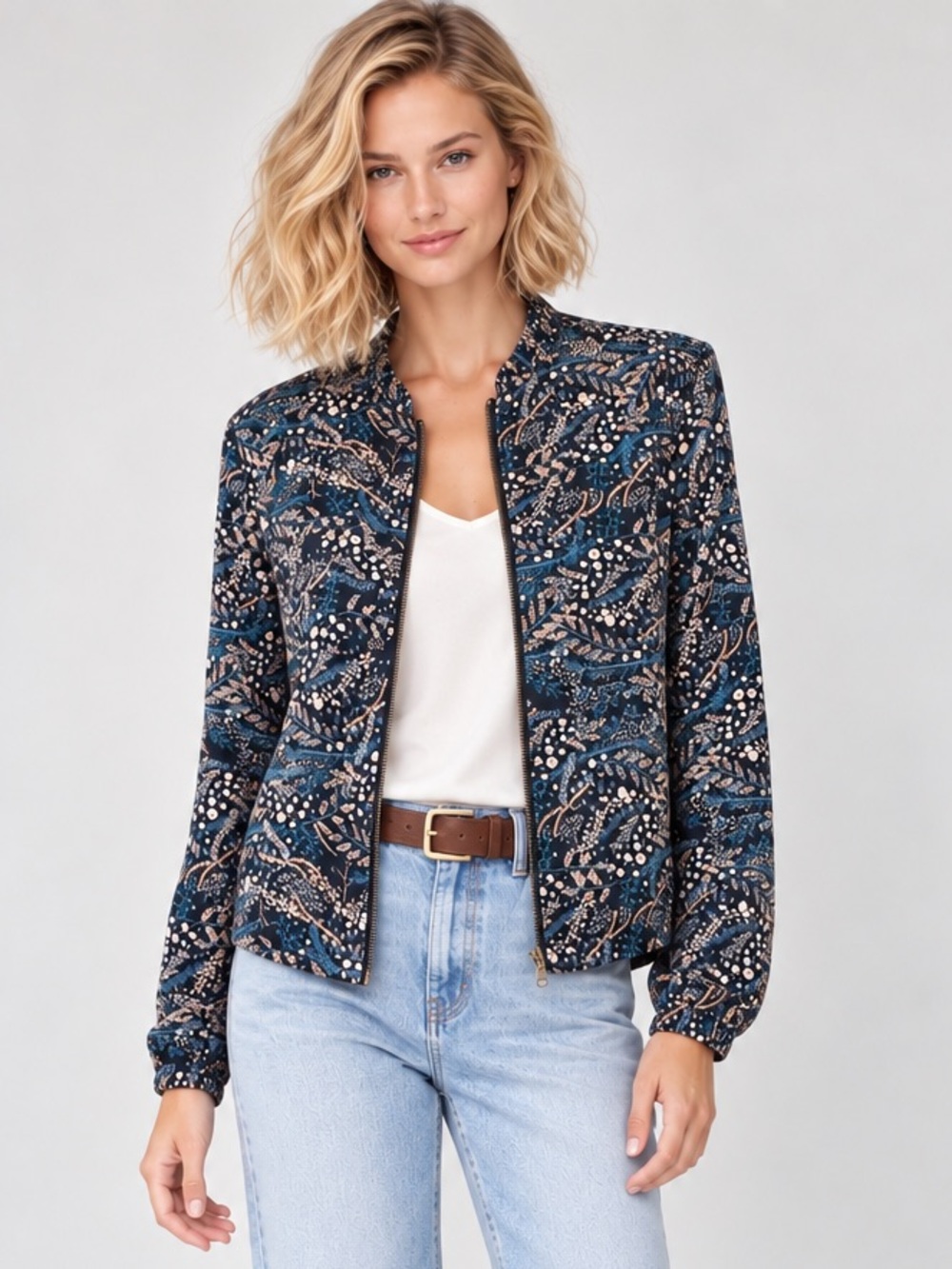 NWOT Ann Taylor Loft Floral Bomber Jacket Size S